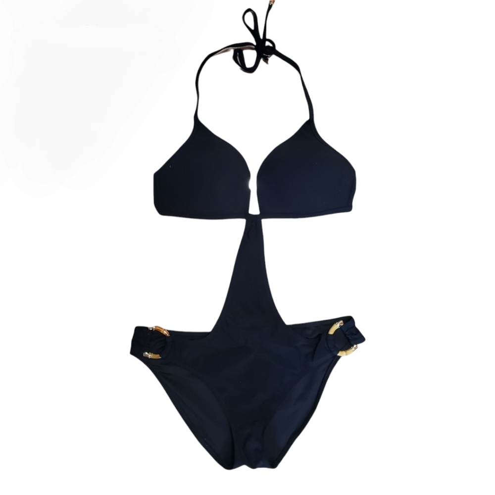 Victoria's Secret Bikini Style 1-Piece Cutout Black Swimsuit